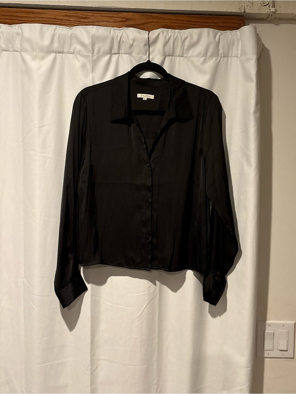 Z Supply @Evereve Black Silky Button-Up Blouse